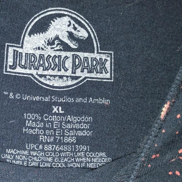 Jurassic Park Blood Splatter Logo Tee - Mens XL T-shirt - Universal Studios - Picture 3 of 4